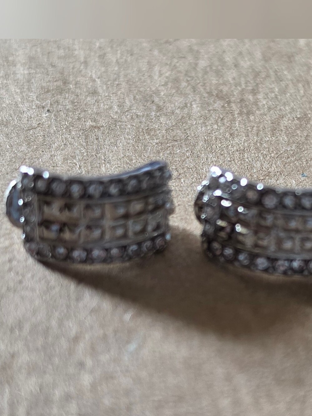 Silvertone Crystal-Accent Curved Hinged Hoop Earrings NEW